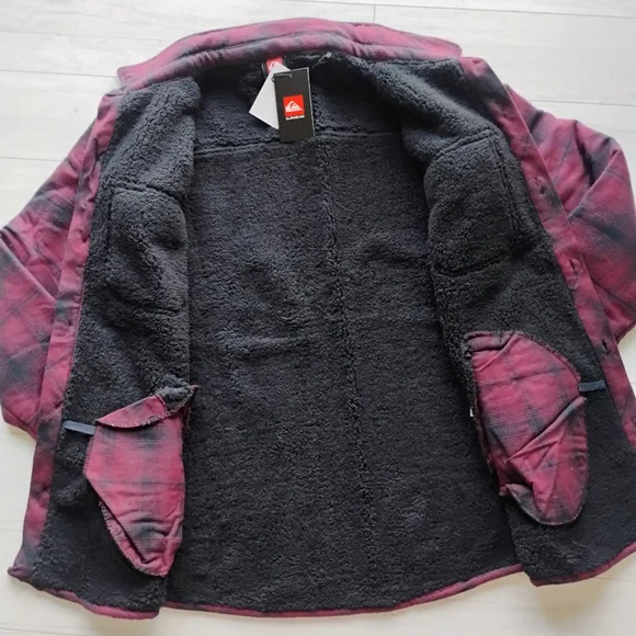 QUIKSILVER NEW Gideon Cold Days Sherpa Lined Flannel Shirt Jacket - Picture 7 of 12